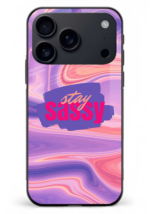 Stay Sassy Waves aesthetic illustration iphone 18 pro max glass back cover