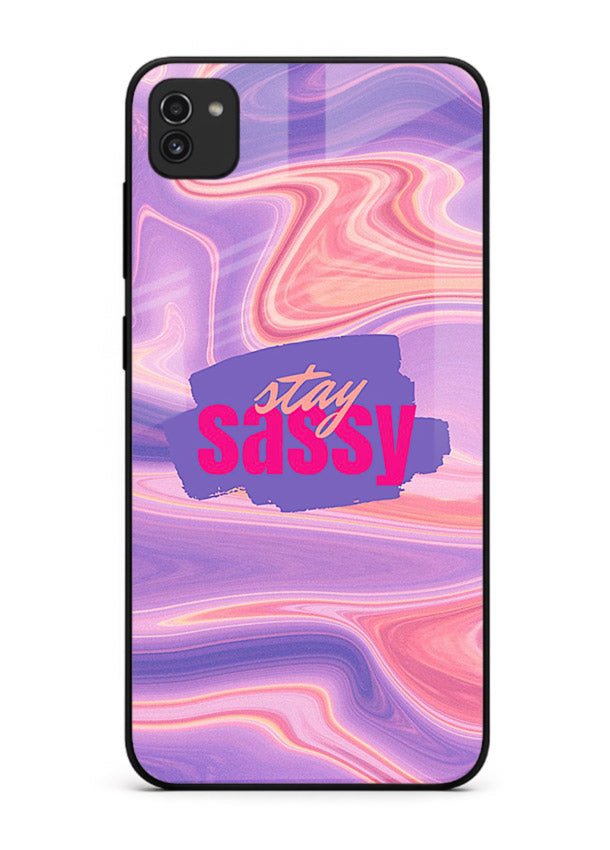 Stay Sassy Waves aesthetic illustration Samsung A03 glass back cover