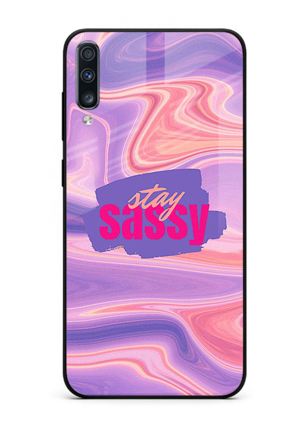 Stay Sassy Waves aesthetic illustration Samsung A50 glass back cover