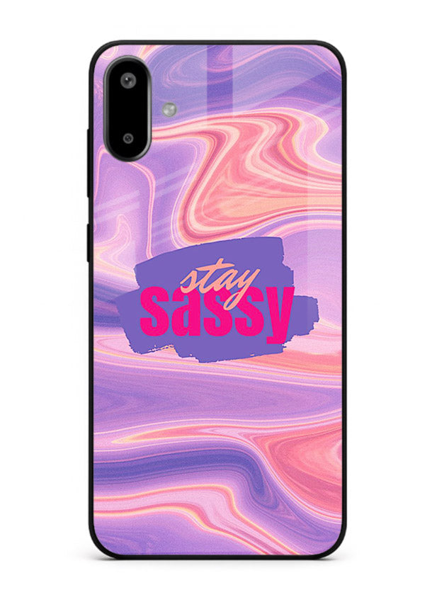 Stay Sassy Waves aesthetic illustration Samsung F06 5G glass back cover