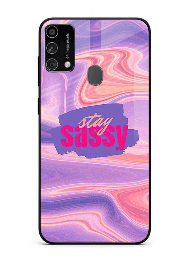 Stay Sassy Waves aesthetic illustration Samsung F41 glass back cover