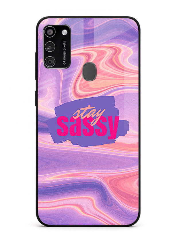 Stay Sassy Waves aesthetic illustration Samsung M21 glass back cover