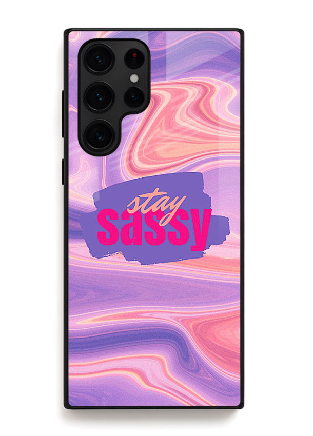 Stay Sassy Waves aesthetic illustration Samsung S24 Ultra glass back cover