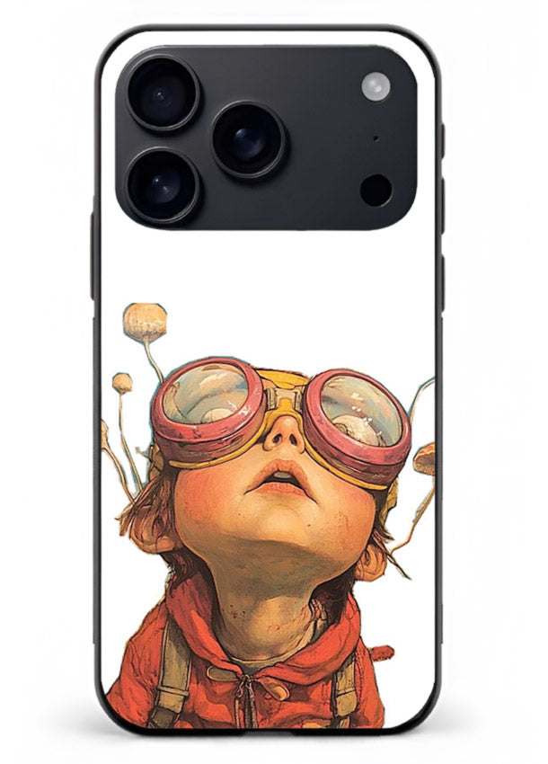 Steampunk Goggles Kid retro character iphone 17 pro max glass back cover