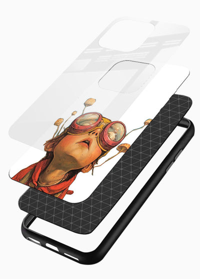 Steampunk Goggles Kid retro character glossy vibrant premium glass back cover - Angle Layers
