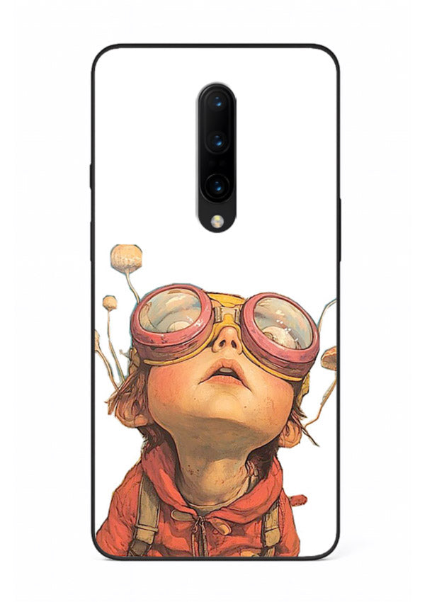 Steampunk Goggles Kid retro character OnePlus 7T Pro glass back cover