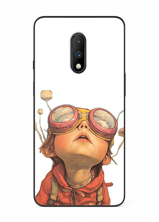 Steampunk Goggles Kid retro character OnePlus 7 glass back cover
