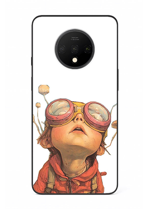 Steampunk Goggles Kid retro character OnePlus 7T glass back cover
