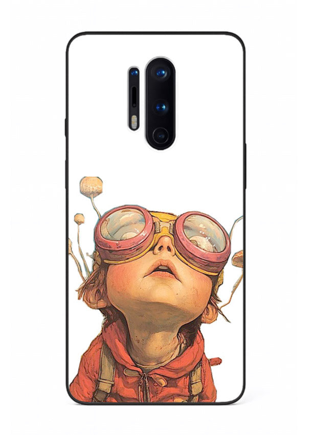 Steampunk Goggles Kid retro character OnePlus 8 Pro glass back cover