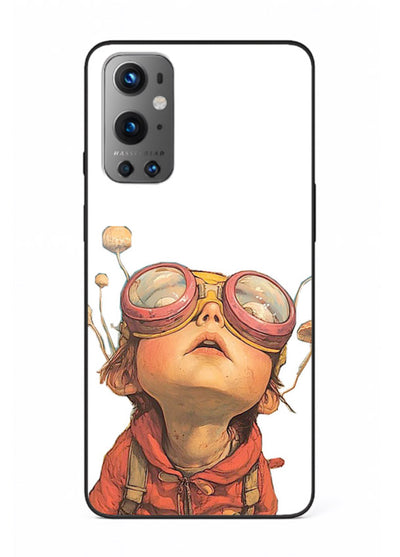Steampunk Goggles Kid retro character OnePlus 9 glass back cover