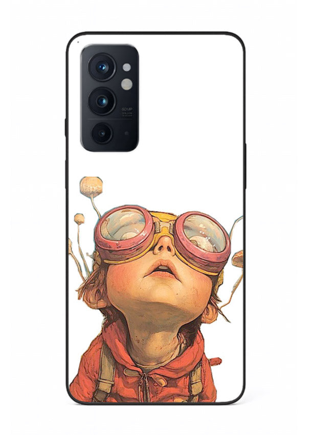 Steampunk Goggles Kid retro character OnePlus 9RT glass back cover