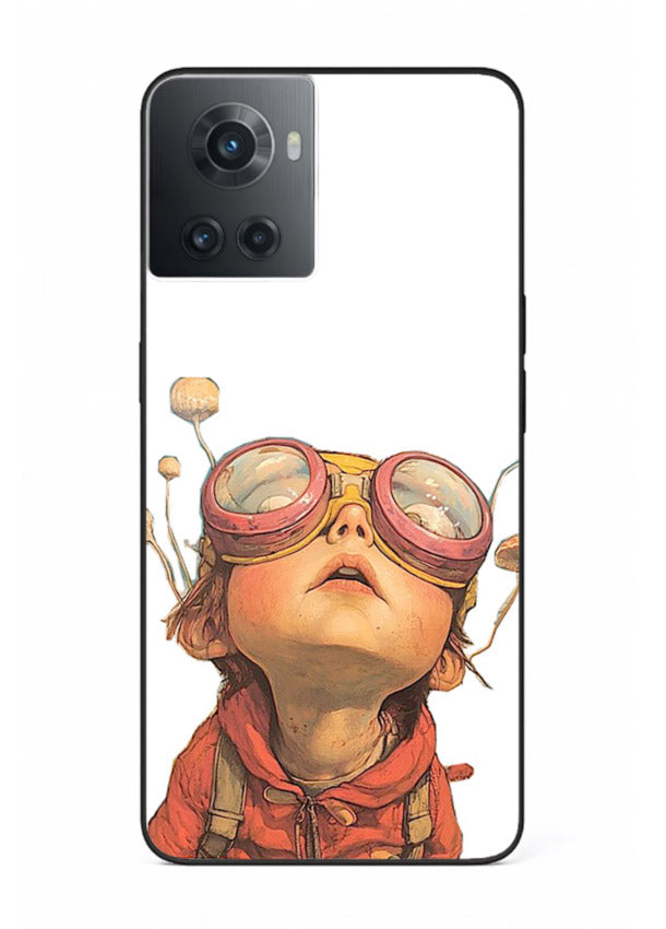 Steampunk Goggles Kid retro character OnePlus 10R glass back cover