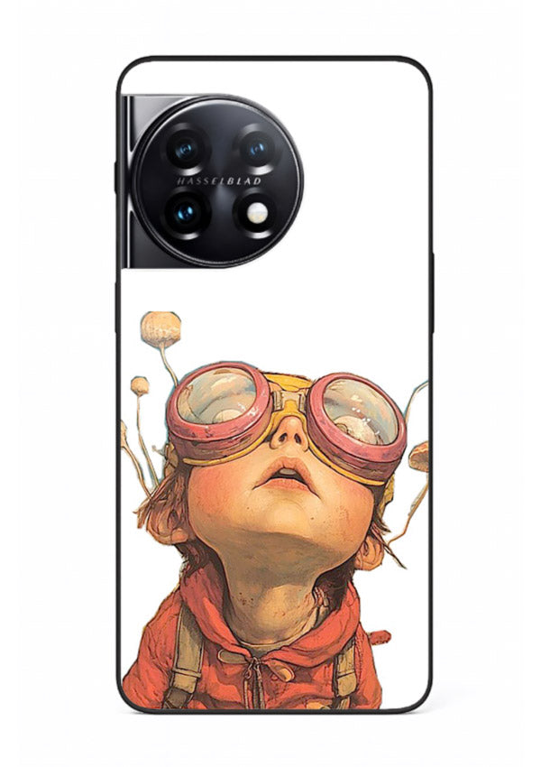 Steampunk Goggles Kid retro character OnePlus 11R glass back cover