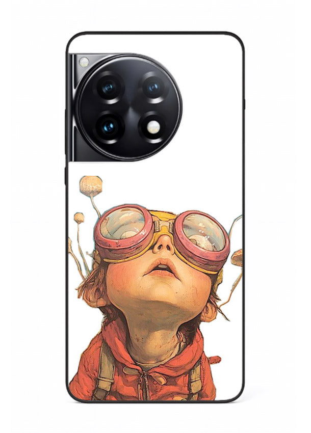 Steampunk Goggles Kid retro character OnePlus 12R glass back cover