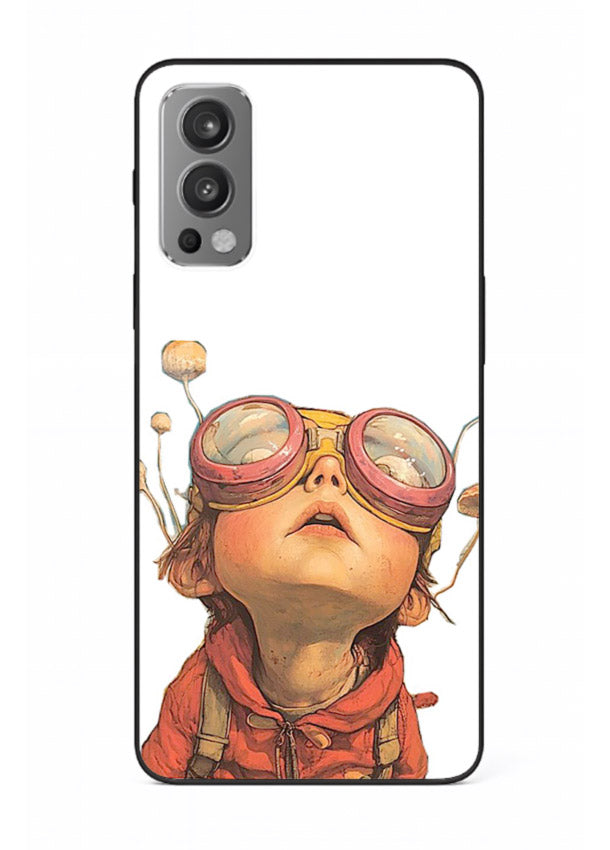 Steampunk Goggles Kid retro character OnePlus Nord 2 glass back cover