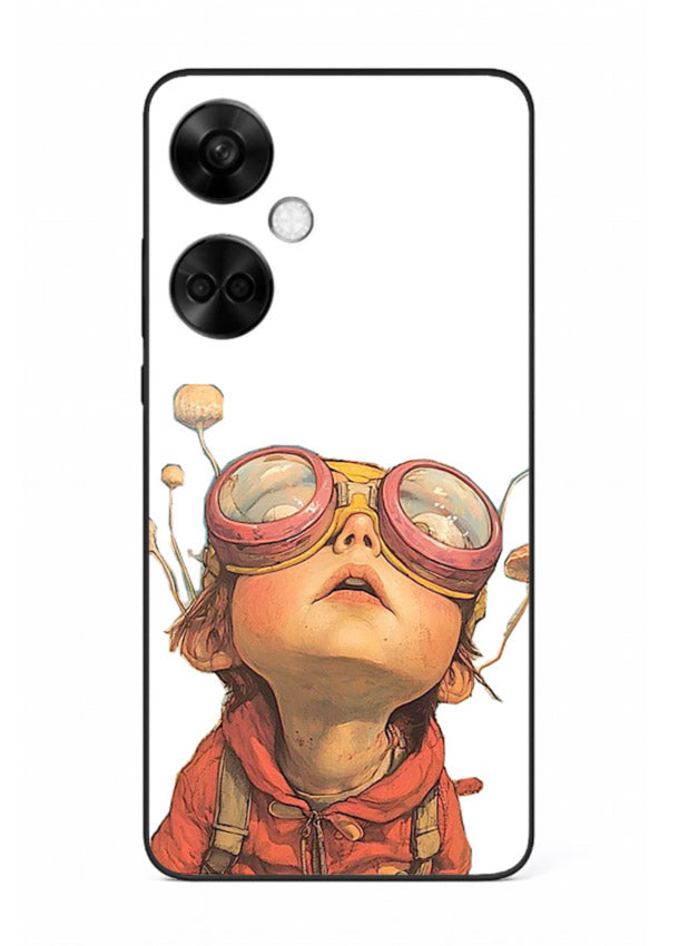 Steampunk Goggles Kid retro character OnePlus Nord CE3 glass back cover