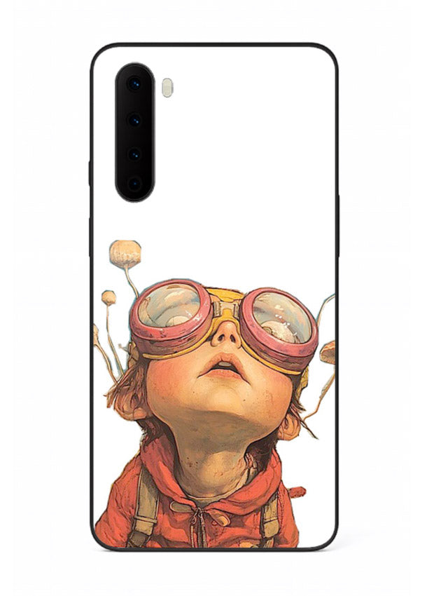 Steampunk Goggles Kid retro character OnePlus Nord glass back cover