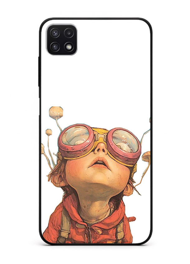 Steampunk Goggles Kid retro character Samsung F42 5G glass back cover