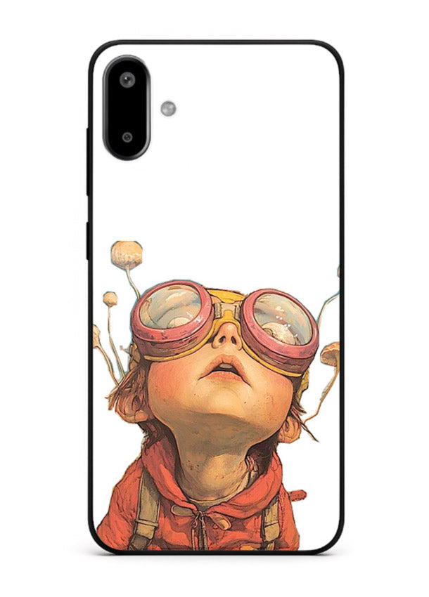 Steampunk Goggles Kid retro character Samsung F06 5G glass back cover