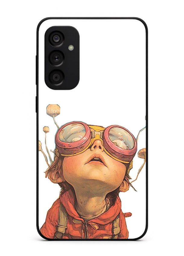 Steampunk Goggles Kid retro character Samsung A34 5G glass back cover