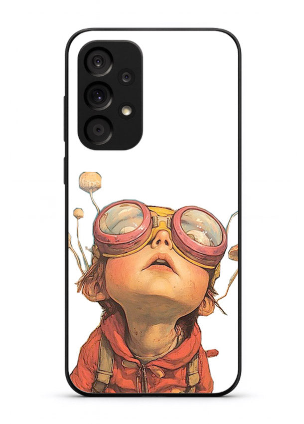Steampunk Goggles Kid retro character Samsung M32 5G glass back cover