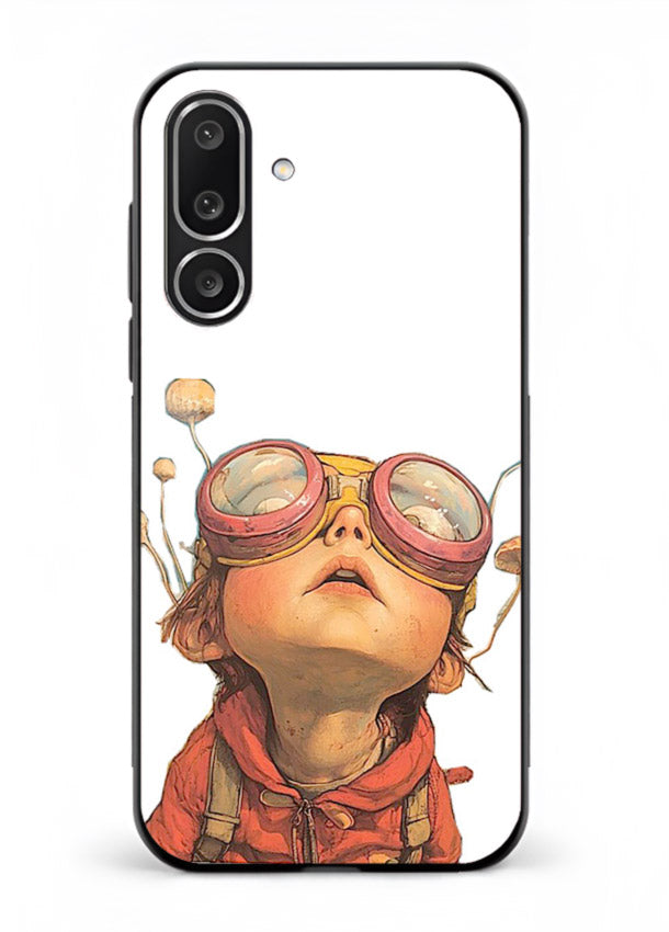 Steampunk Goggles Kid retro character Samsung F56 5G glass back cover