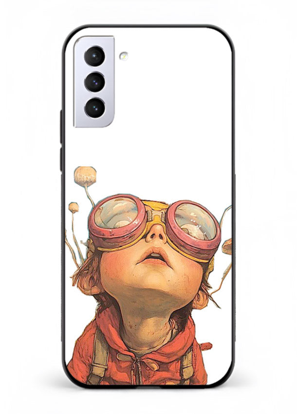 Steampunk Goggles Kid retro character Samsung S21 FE glass back cover