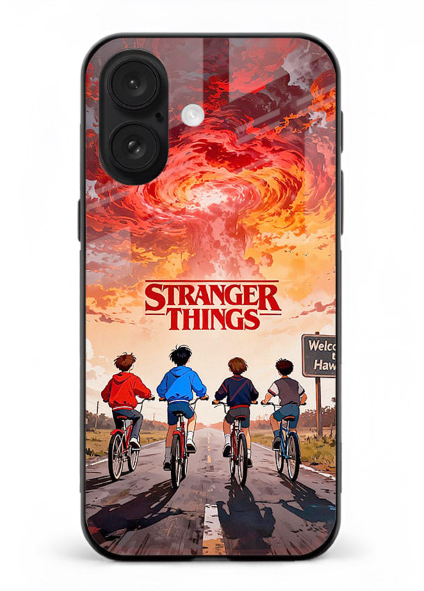 Supernatural storm artwork printed on glossy tempered glass iPhone 17 back cover