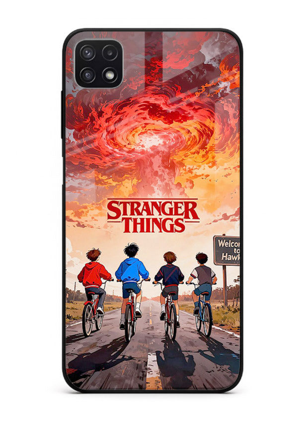 Supernatural storm artwork printed on glossy tempered glass Samsung A22 5G back cover