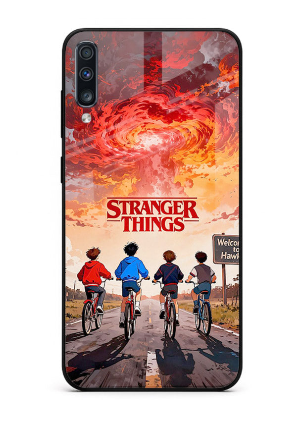 Supernatural storm artwork printed on glossy tempered glass Samsung A50 back cover