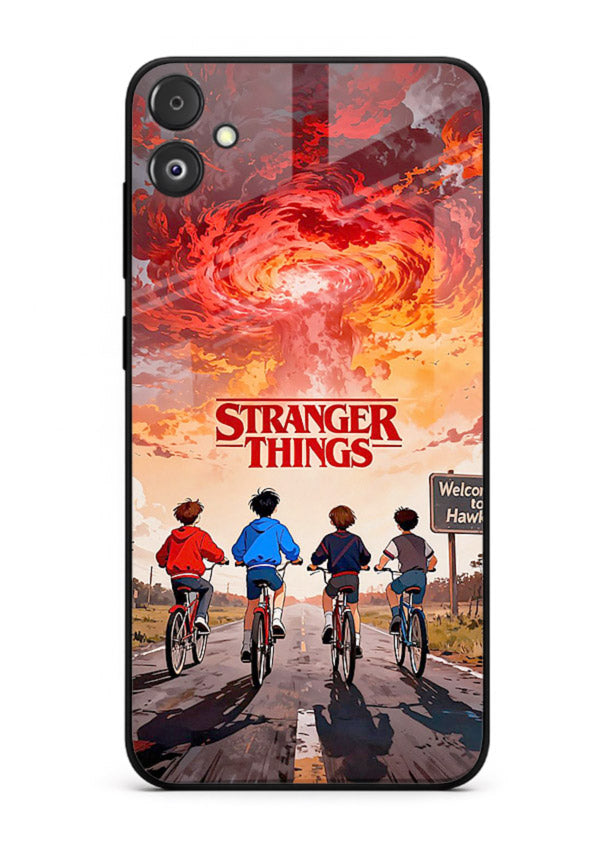 Supernatural storm artwork printed on glossy tempered glass Samsung F05 5G back cover