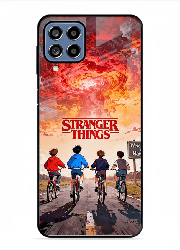 Supernatural storm artwork printed on glossy tempered glass Samsung M53 5G back cover