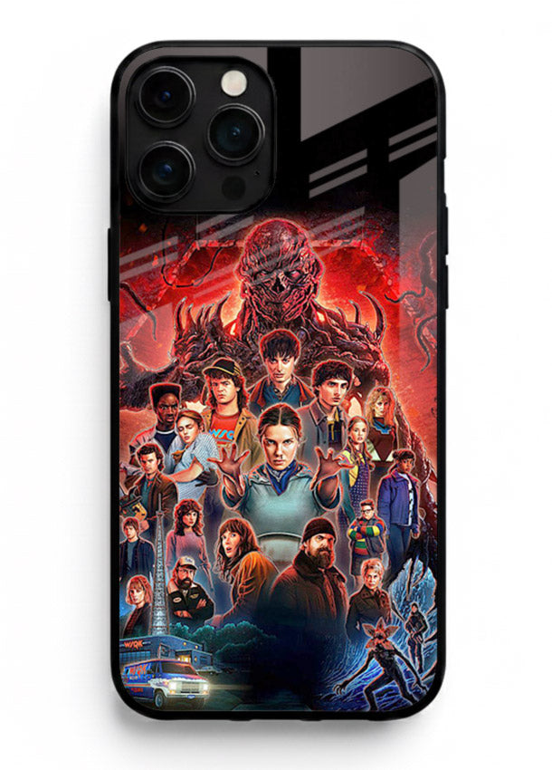 Adventure battle collage artwork printed on glossy tempered glass iPhone 12 Pro Max back cover