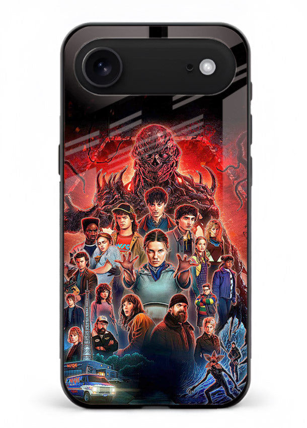 Adventure battle collage artwork printed on glossy tempered glass iPhone 17 Air back cover