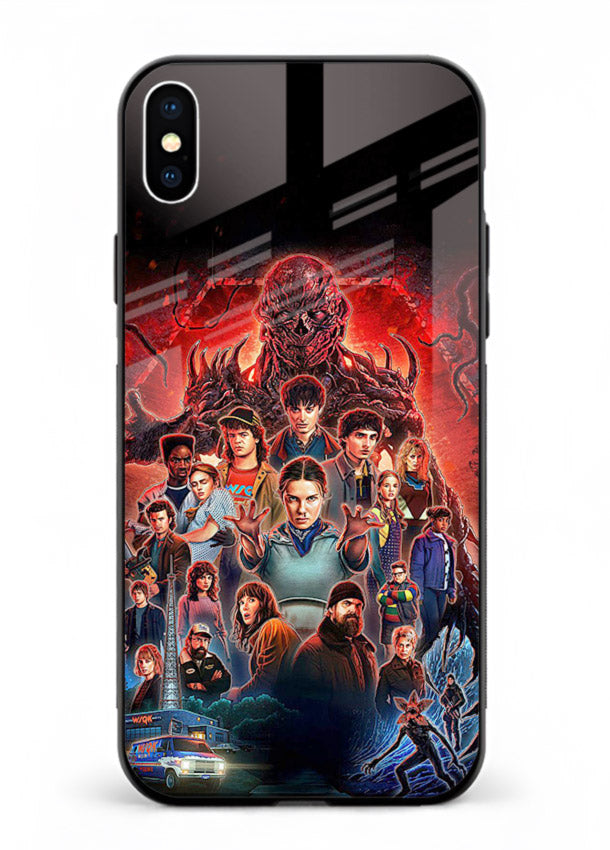 Adventure battle collage artwork printed on glossy tempered glass iPhone XS Max back cover