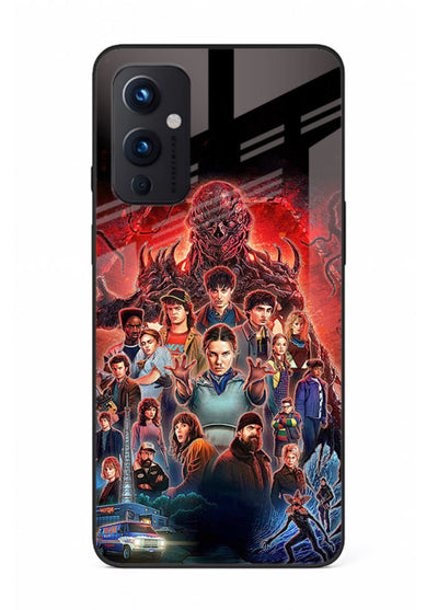 Adventure battle collage artwork printed on glossy tempered glass OnePlus 9 Pro back cover