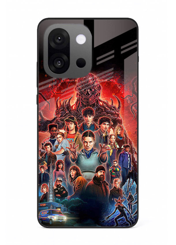 Adventure battle collage artwork printed on glossy tempered glass OnePlus 13s back cover