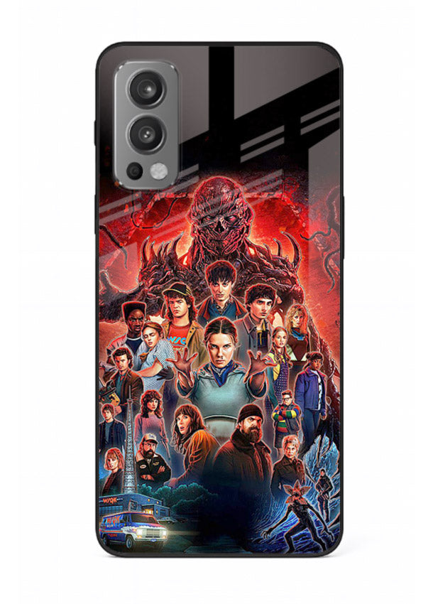 Adventure battle collage artwork printed on glossy tempered glass OnePlus Nord 2 back cover