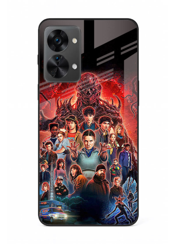 Adventure battle collage artwork printed on glossy tempered glass OnePlus Nord 2T back cover
