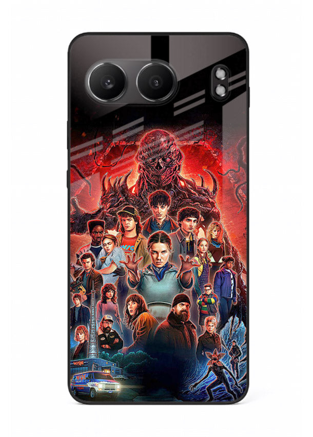 Adventure battle collage artwork printed on glossy tempered glass OnePlus Nord 4 back cover