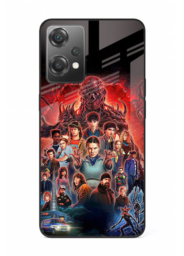 Adventure battle collage artwork printed on glossy tempered glass OnePlus Nord CE2 Lite 5G back cover
