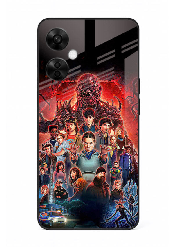 Adventure battle collage artwork printed on glossy tempered glass OnePlus Nord CE3 Lite back cover