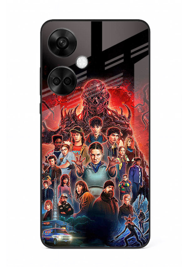 Adventure battle collage artwork printed on glossy tempered glass OnePlus Nord CE3 back cover