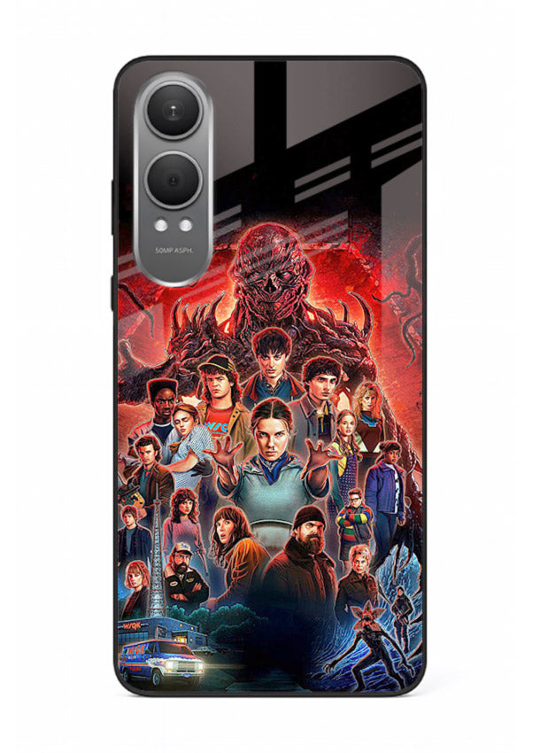 Adventure battle collage artwork printed on glossy tempered glass OnePlus Nord CE4 Lite back cover