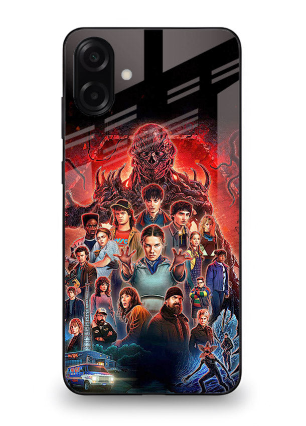 Adventure battle collage artwork printed on glossy tempered glass Samsung M13 5G back cover