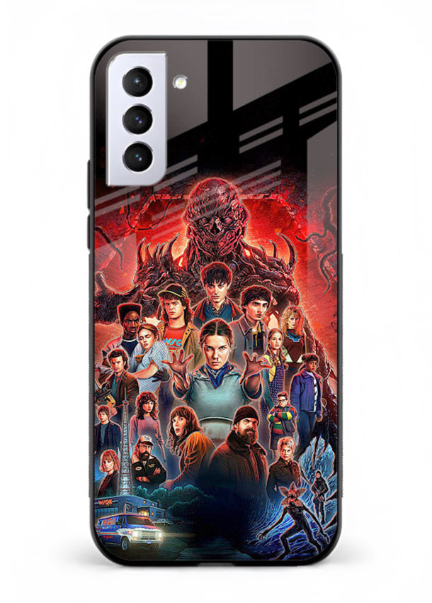 Adventure battle collage artwork printed on glossy tempered glass Samsung S21 FE back cover
