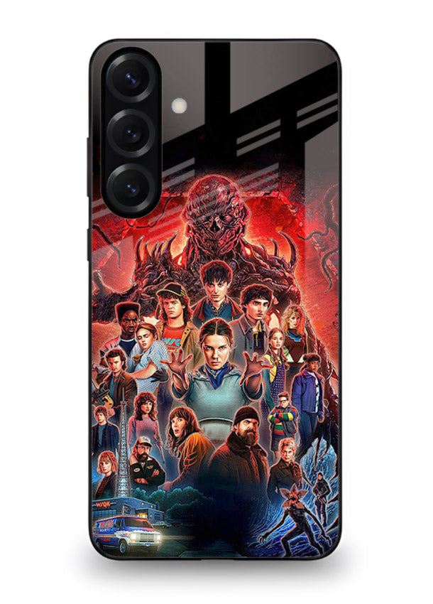 Adventure battle collage artwork printed on glossy tempered glass Samsung A16 5G back cover