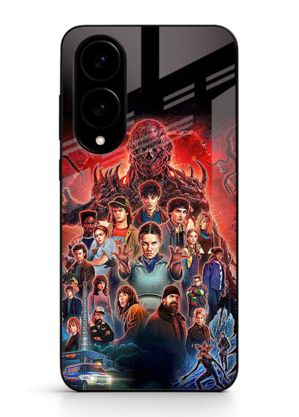 Adventure battle collage artwork printed on glossy tempered glass Samsung S25 Edge back cover