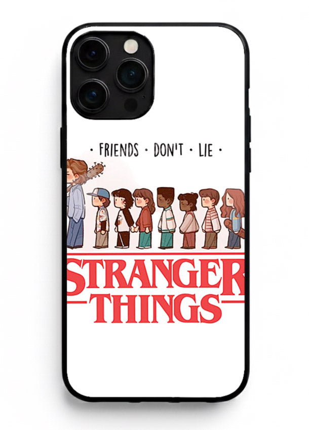Retro squad artwork printed on premium tempered glass iPhone 14 Pro Max back cover