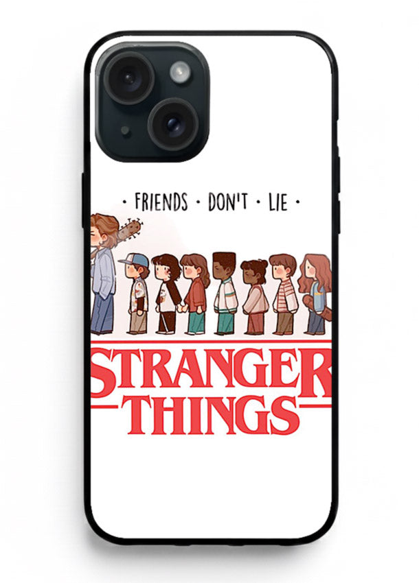 Retro squad artwork printed on premium tempered glass iPhone 13 back cover